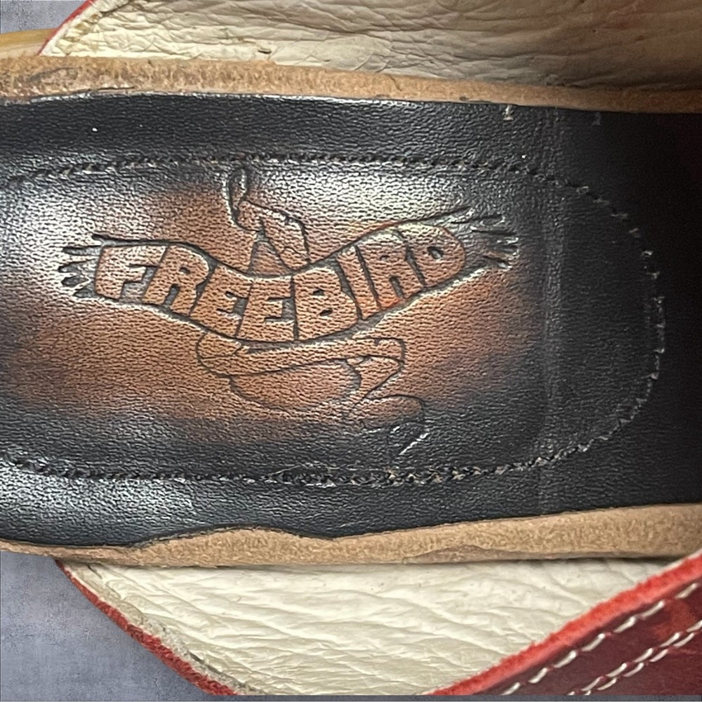 Freebird Caprice By Steven Red Leather Slip On Sandals Womens 8 Coastal Cowgirl - Picture 9 of 11